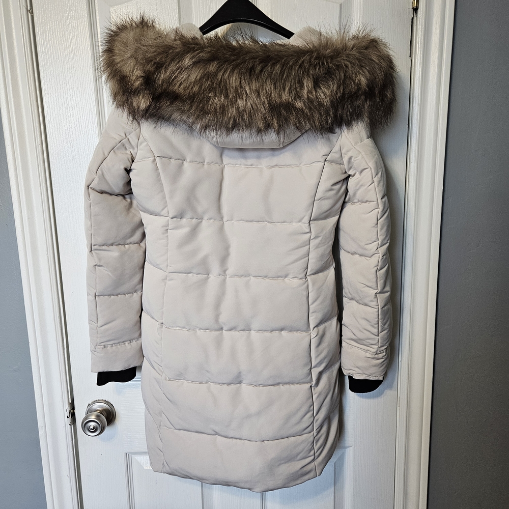 Nine West Light Beige Puffer Coat with Fur Hood - Picture 3 of 7